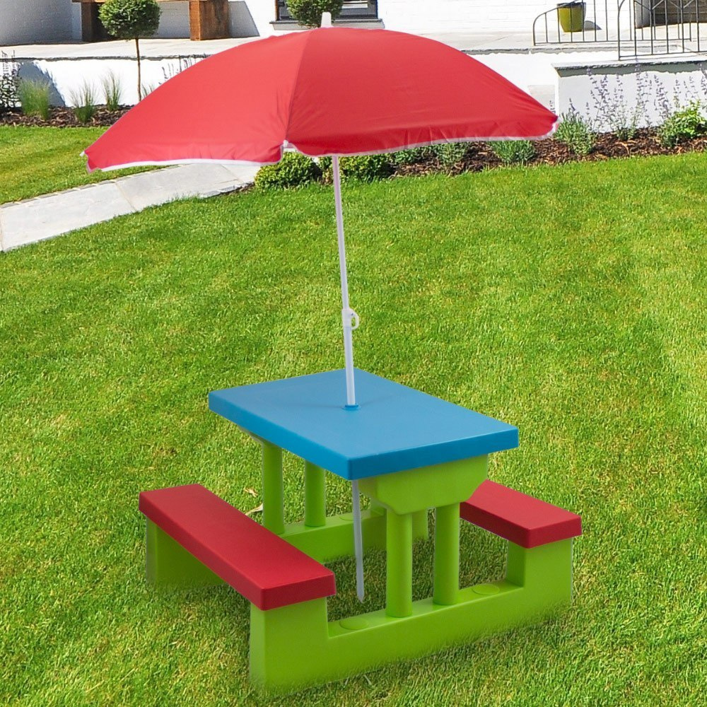 Ławka do ogrodu z parasolem dla dzieci Stolik do zabawy ogrodowy lekki