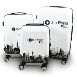Set walizek podróżnych 3szt na kółkach Białe XL+L+M wytrzymałe mocne