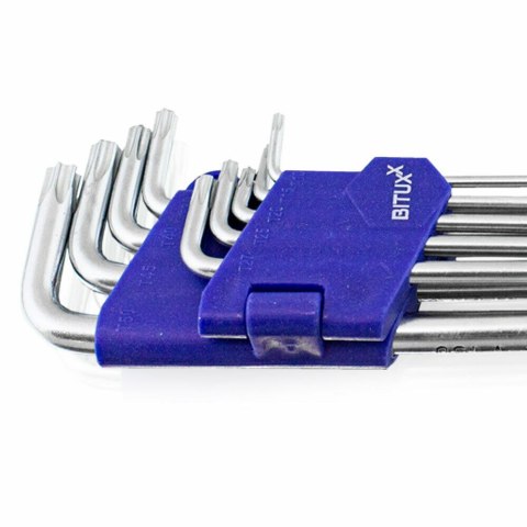Zestaw Kluczy Bituxx Torx 9 elementów T10-T50 w organizerze Uniwersalne Zestaw Kluczy Bituxx Torx 9 elementów T10-T50 w organizerze Uniwersalne