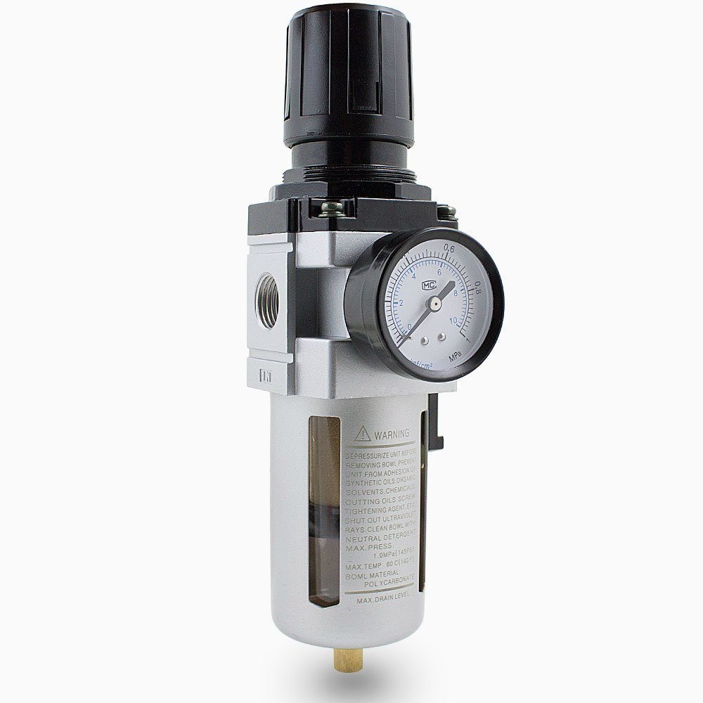 Reduktor z filtrem do sprężonego powietrza z manometrem mocny 1/2" Reduktor z filtrem do sprężonego powietrza z manometrem mocny 1/2"