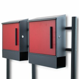 Duży Zestaw skrzynek pocztowych 2szt na słupkach A4 czerwone BITUXX