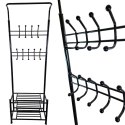 Czarny stojący wieszak Stojak Na Ubrania Kurtki 3 szafki na buty Do Domu Biura
