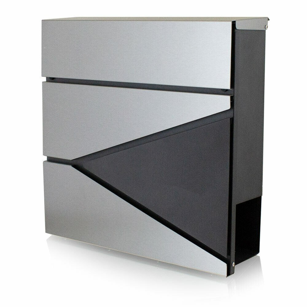 Naścienna Skrzynka pocztowa ze stali inox z dodatkową tubą na gazety Naścienna Skrzynka pocztowa ze stali inox z dodatkową tubą na gazety