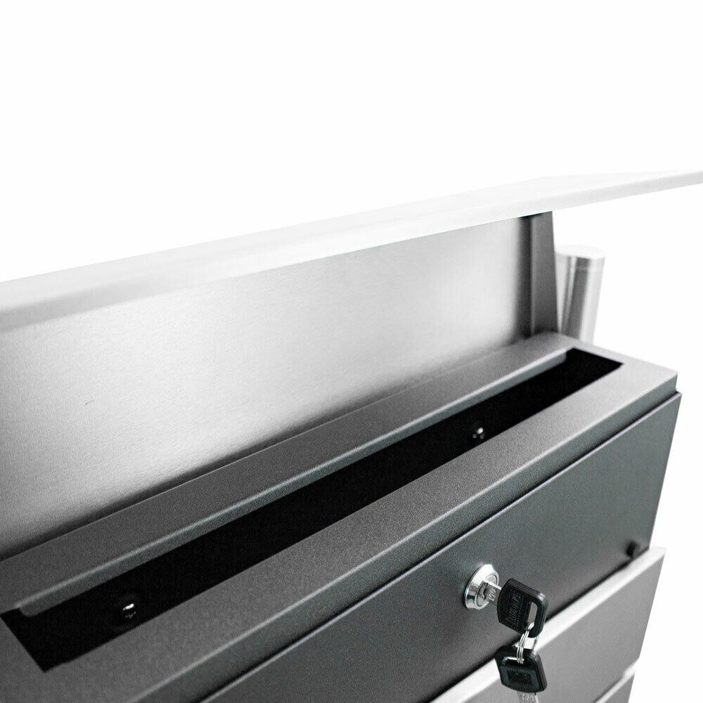 Skrzynka podwójna wolnostojąca na listy z gazetnikiem na stojaku inox Skrzynka podwójna wolnostojąca na listy z gazetnikiem na stojaku inox
