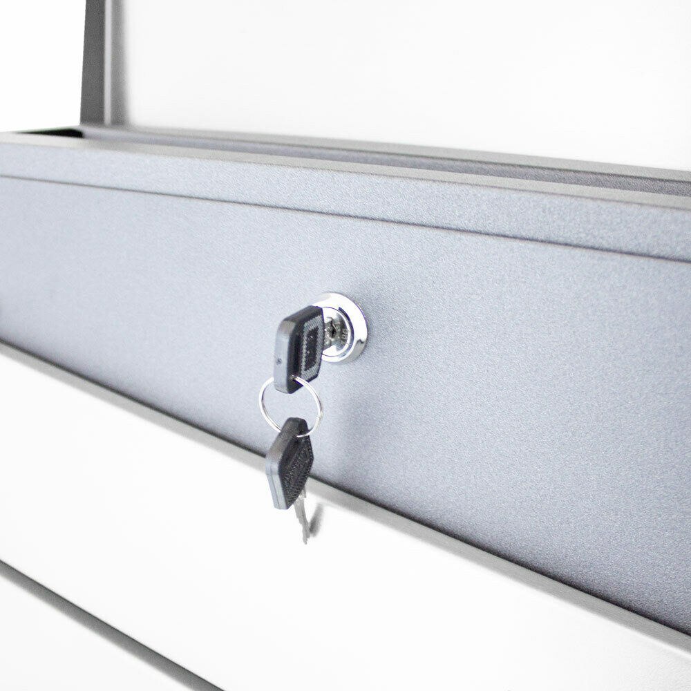 Skrzynka podwójna wolnostojąca na listy z gazetnikiem na stojaku inox Skrzynka podwójna wolnostojąca na listy z gazetnikiem na stojaku inox