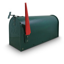 Skrzynka pocztowa na listy w stylu Amerykańskim Zielona z czerwoną flagą