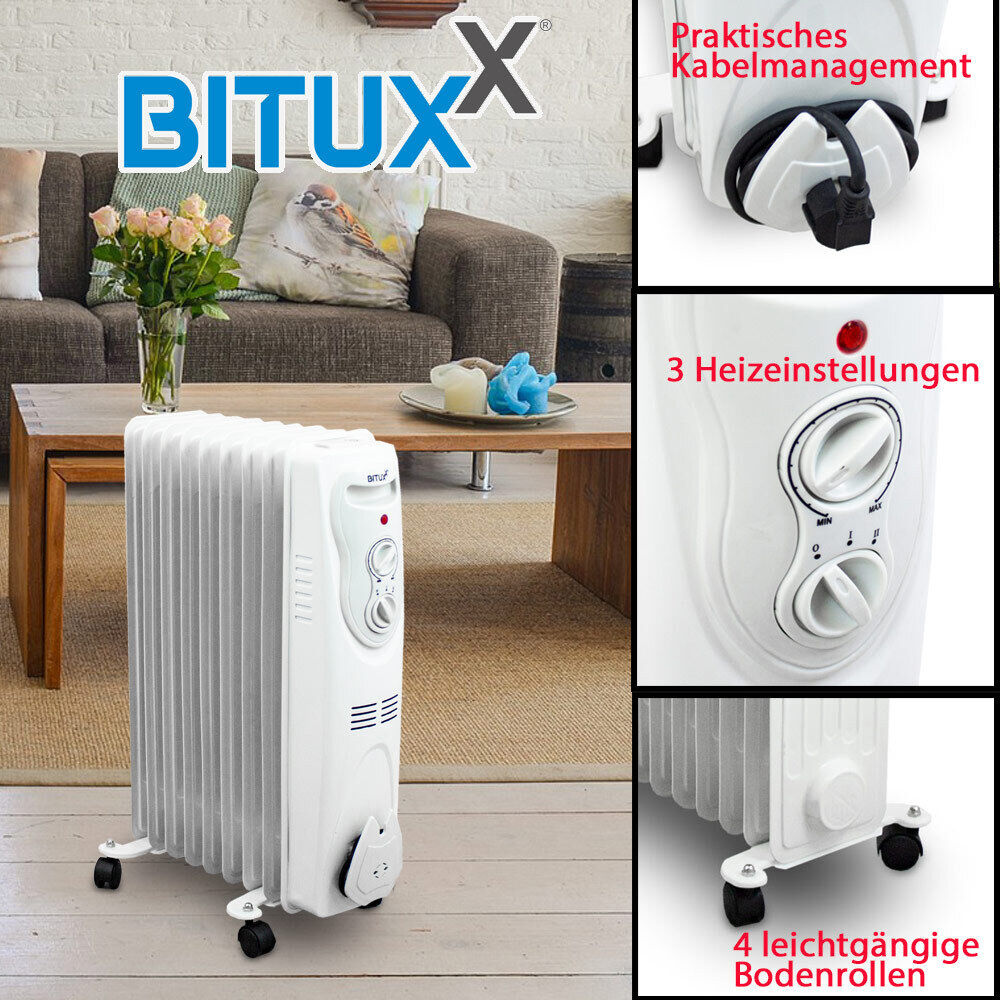 Elektryczny Grzejnik Olejowy 2000W Biały 9 żeberkowy XL BITUXX Elektryczny Grzejnik Olejowy 2000W Biały 9 żeberkowy XL BITUXX