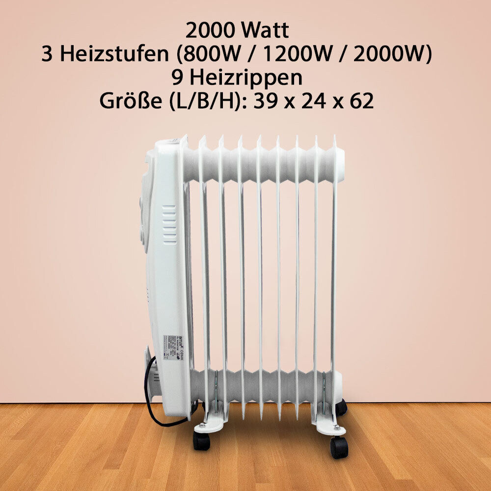 Elektryczny Grzejnik Olejowy 2000W Biały 9 żeberkowy XL BITUXX Elektryczny Grzejnik Olejowy 2000W Biały 9 żeberkowy XL BITUXX