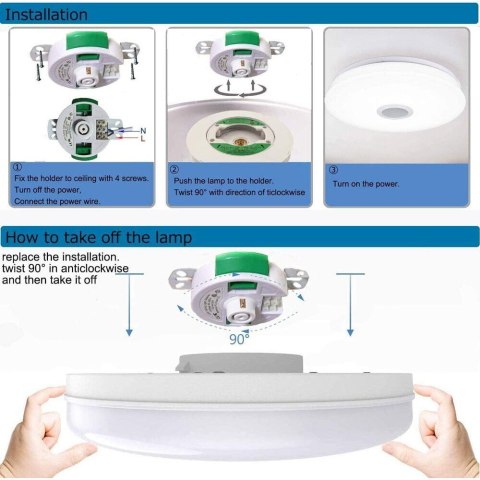 Sufitowa Lampa energooszczędna SMART z efektem gwiazd głośnik 24W Sufitowa Lampa energooszczędna SMART z efektem gwiazd głośnik 24W