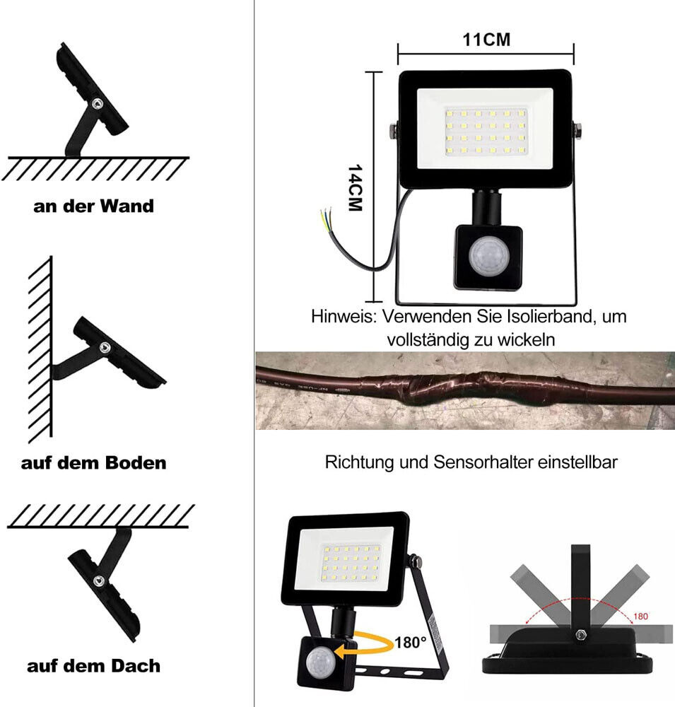 Lampa lampka LED 30W ogrodowa na podwórko z czujnikiem ruchu do garażu Lampa lampka LED 30W ogrodowa na podwórko z czujnikiem ruchu do garażu