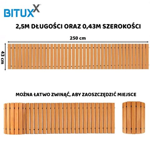 ŚCIEŻKA OGRODOWA Z DRZEWA CEDROWEGO 250CM X 43CM BITUXX ZWIJANA DO OGRODU DRÓŻKA ŚCIEŻKA OGRODOWA Z DRZEWA CEDROWEGO 250CM X 43CM BITUXX ZWIJANA DO OGRODU DRÓŻKA