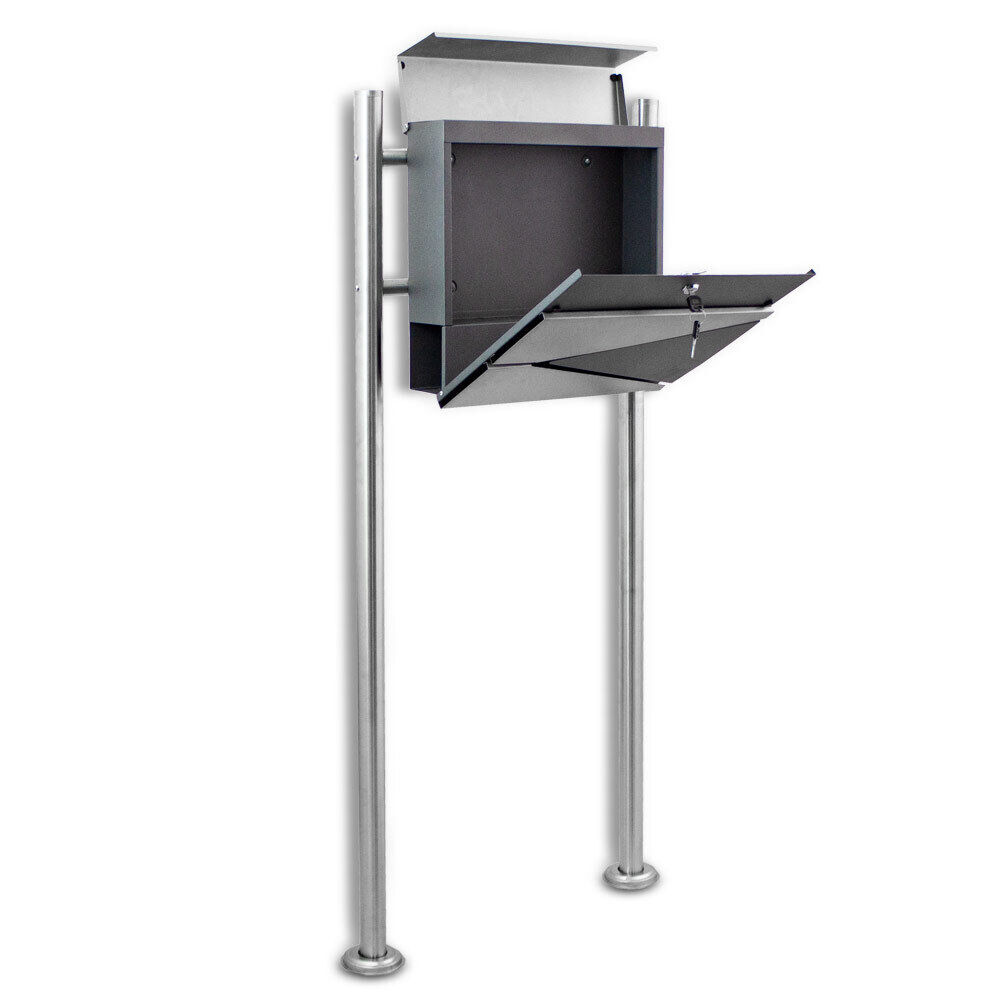 Skrzynka pocztowa na stojaku ze stali inox z gazetnikiem mocna odporna Skrzynka pocztowa na stojaku ze stali inox z gazetnikiem mocna odporna