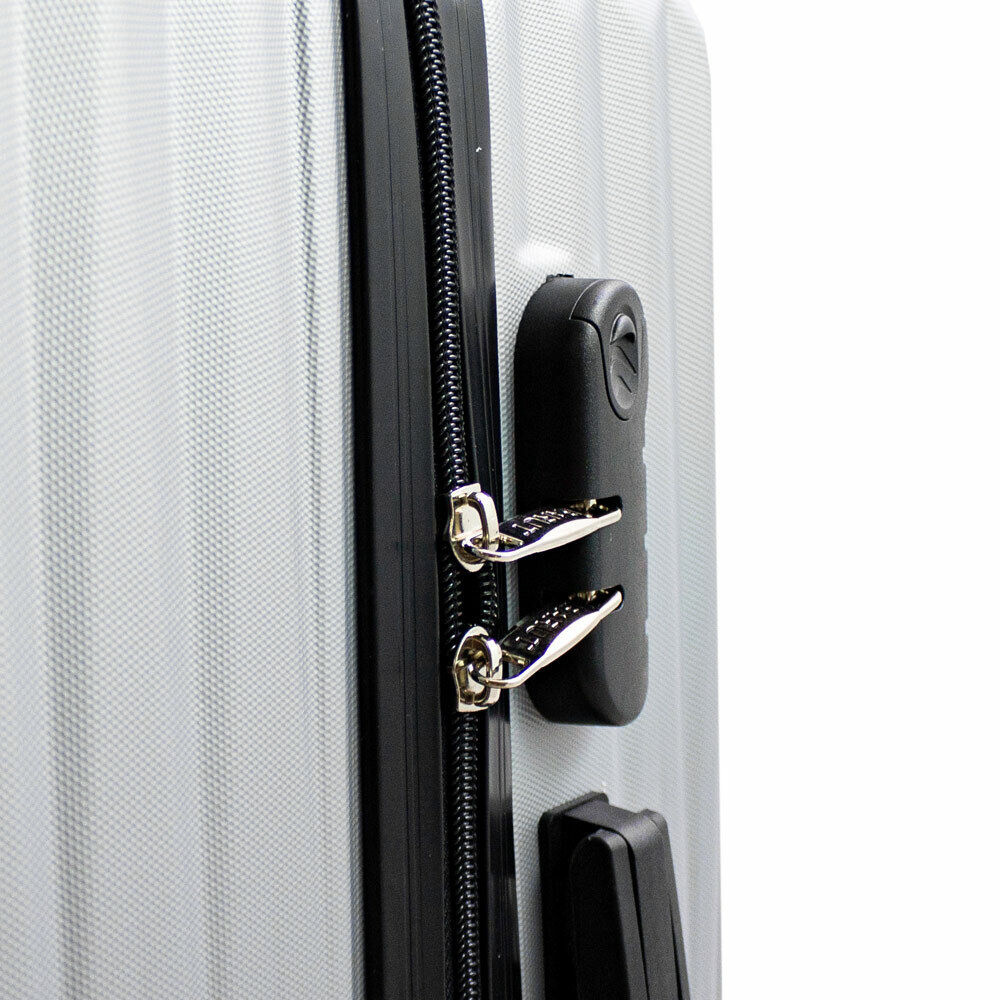 Walizki Podróżne XL+L+M mocne tworzywo ABS na kółkach 360 srebrne