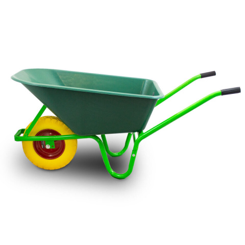 Taczka Ogrodowa/Budowlana Jednokołowa PU 100L 250kg Misa PVC Żółte Koło Taczka Ogrodowa/Budowlana Jednokołowa PU 100L 250kg Misa PVC Żółte Koło