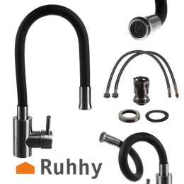 ELASTYCZNA BATERIA KUCHENNA ZLEWOZMYWAKOWA STOJĄCA CZARNA RUHHY