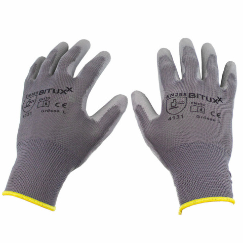 Rękawice ochronne robocze unisex z powłoką PU 10 par rozmiar M (8) Bituxx Rękawice ochronne robocze unisex z powłoką PU 10 par rozmiar M (8) Bituxx