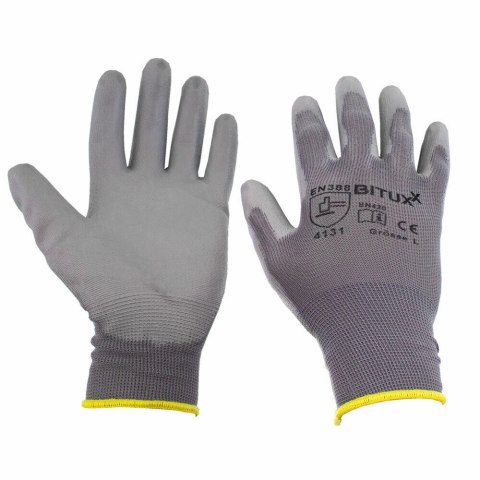 Rękawice ochronne robocze unisex z powłoką PU 10 par rozmiar M (8) Bituxx Rękawice ochronne robocze unisex z powłoką PU 10 par rozmiar M (8) Bituxx