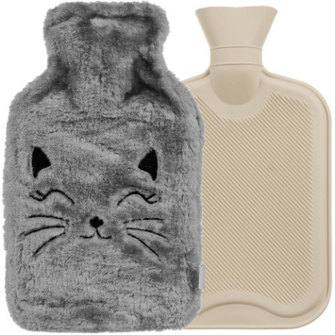 Termofor gumowy w pokrowcu kotek pluszowy 1800ml Miękki na zime Termofor gumowy w pokrowcu kotek pluszowy 1800ml Miękki na zime