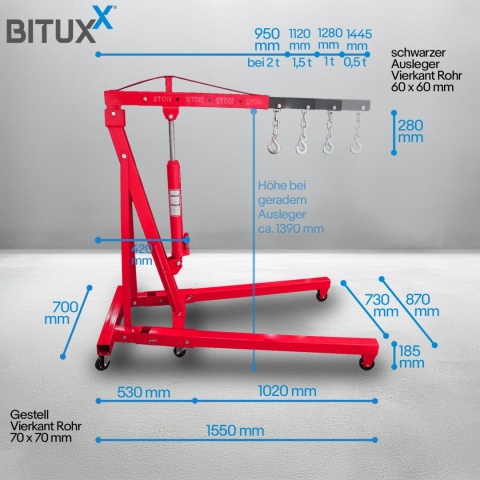 HYDRAULICZNY ŻURAW WARSZTATOWY UDŹWIG DO 2 TON PODNOŚNIK SKŁADANY BITUXX HYDRAULICZNY ŻURAW WARSZTATOWY UDŹWIG DO 2 TON PODNOŚNIK SKŁADANY BITUXX