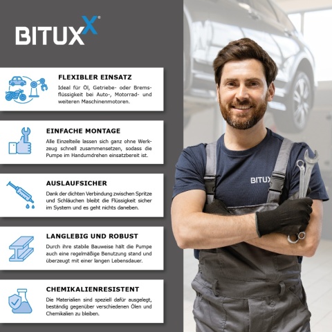 Bituxx ręczna pompka napełniająca / przelewowa 0,2 l Mocna konstrukcja