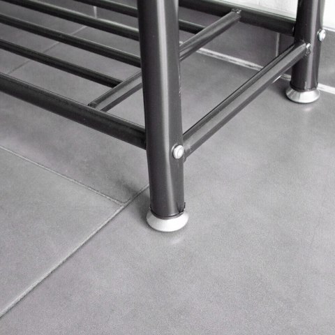 CZARNY STOJĄCY WIESZAK STOJAK NA UBRANIA KURTKI 3 PÓŁKI NA BUTY DO DOMU