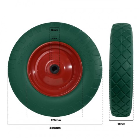 KOŁO PEŁNE DO TACZKI ZIELONE Z OŚKĄ ŁOŻYSKA 4.80 BITUXX NIEZAWODNE