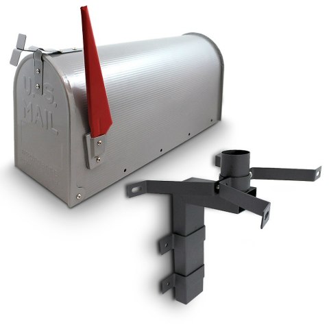 ORYGINALNA SKRZYNKA NA LISTY AMERYKAŃSKA Z UCHWYTEM ŚCIENNYM SREBRNA