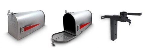 ORYGINALNA SKRZYNKA NA LISTY AMERYKAŃSKA Z UCHWYTEM ŚCIENNYM SREBRNA