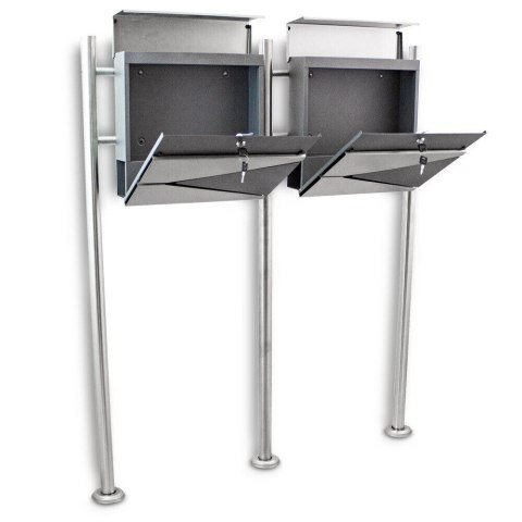 PODWÓJNA SKRZYNKA POCZTOWA NA LISTY WOLNOSTOJĄCA ZE STALI NIERDZEWNEJ