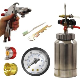 Pneumatyczny system natryskowy z metalowym zbiornikiem 2L i zestawem dysz