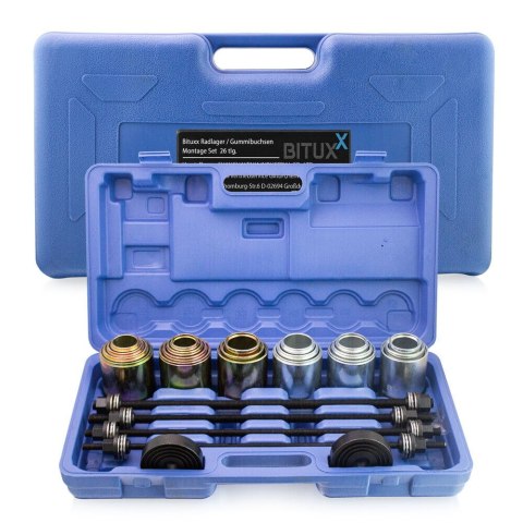 ŚCIĄGACZ DO ŁOŻYSK KÓŁ 26-CZĘŚCIOWY DO CICHYCH ŁOŻYSK GUMOWYCH TULEI BITUXX