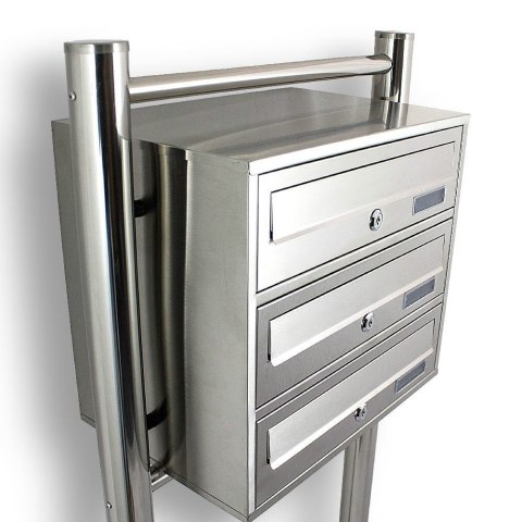 SKRZYNKA POCZTOWA NA LISTY LOKATORSKA 3 METALICZNA STAL NIERDZEWNA