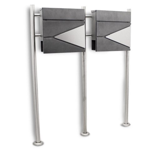 SKRZYNKA POCZTOWA NA LISTY PODWÓJNA NA STOJAKU BITUXX Z GAZETNIKIEM GRAFITOWE