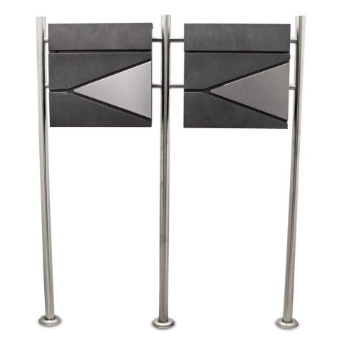 SKRZYNKA POCZTOWA NA LISTY PODWÓJNA NA STOJAKU BITUXX Z GAZETNIKIEM GRAFITOWE