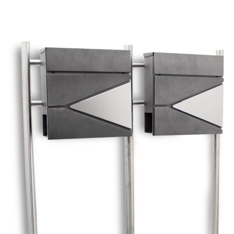 SKRZYNKA POCZTOWA NA LISTY PODWÓJNA NA STOJAKU BITUXX Z GAZETNIKIEM GRAFITOWE