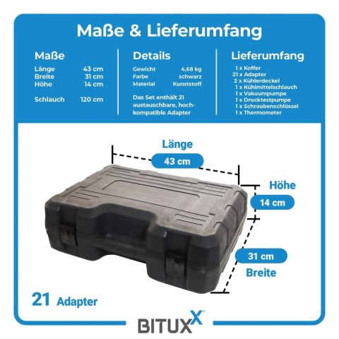 Tester układu chłodzenia BITUXX 28 el. diagnostyczny pompy próżniowa i ciśnieniowa