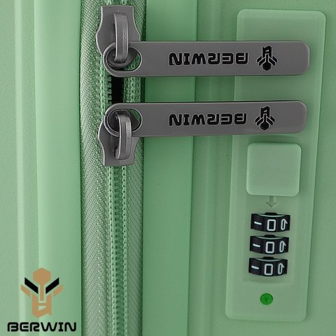 Walizka twarda 60L na 4 kółkach lekka zamek TSA teleskopowy uchwyt zielona