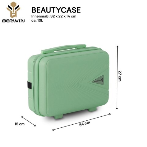 Walizka twarda 60L na 4 kółkach lekka zamek TSA teleskopowy uchwyt zielona