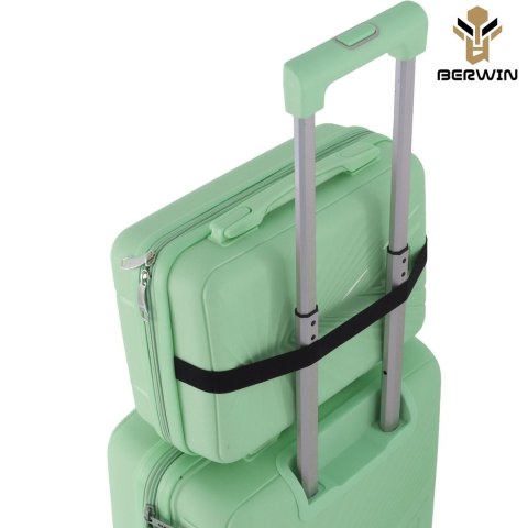 Walizka twarda 60L na 4 kółkach lekka zamek TSA teleskopowy uchwyt zielona