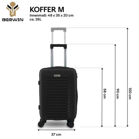 Zestaw 4 walizek podróżnych z beautycase - twarda skorupa, kółka 360°, TSA