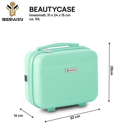 Zestaw 4 walizek podróżnych z beautycase - twarda skorupa, kółka 360°, zamek TSA