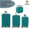 Zestaw 4 walizek podróżnych z beautycase - twarda skorupa, kółka 360°, zamek TSA