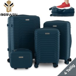 Zestaw 4 walizek podróżnych z beautycase - twarda skorupa, kółka 360°, zamek TSA