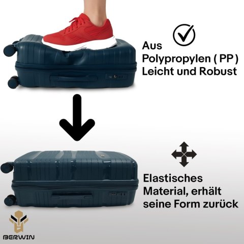 Zestaw 4 walizek podróżnych z beautycase - twarda skorupa, kółka 360°, zamek TSA