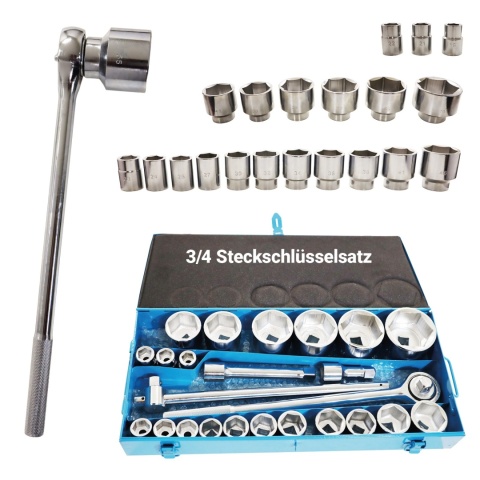 Zestaw kluczy nasadowych, nakrętek, grzechotek do samochodów ciężarowych, 19-70 mm, 25 elementów, BITUXX