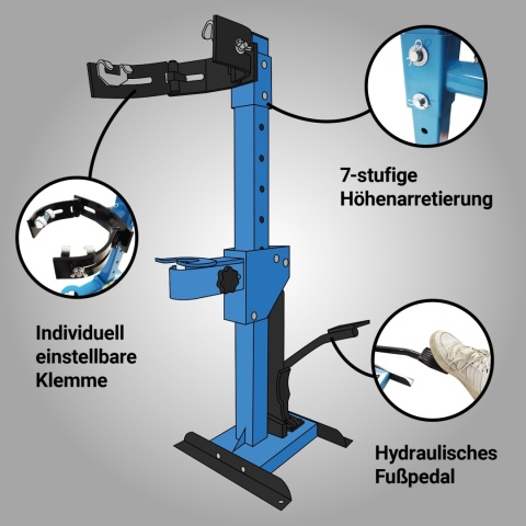 Hydrauliczny ściągacz sprężyn 2,5T pedał nożny regulacja 70–200 mm