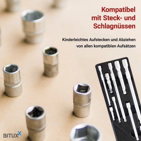 Komplet przedłużek do kluczy nasadowych 1/4 3/8 1/2 cala - 9 sztuk w praktycznym etui