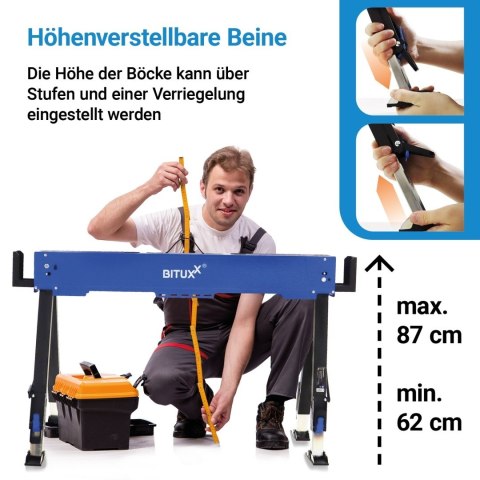 Kozioł roboczy składany regulowany 600 kg 62-87 cm zestaw 2 szt.