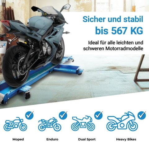 Platforma do manewrowania motocyklem 567 kg z wytrzymałej stalowej bazy solidnej