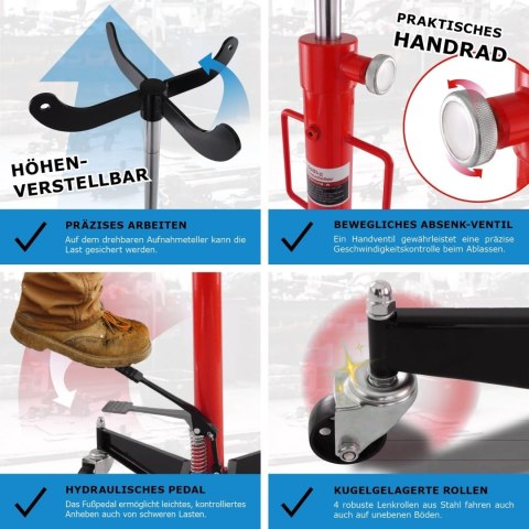 Podnośnik stojak do silników i skrzynie biegów do 500kg 105-185cm Czerwony